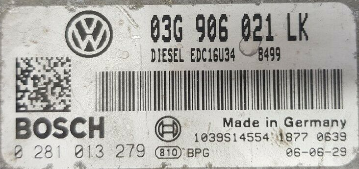SEAT Leon 1.9 TDI, 0281013279, 0 281 013 279, 03G906021LK, 03G 906 021 LK, EDC16U34