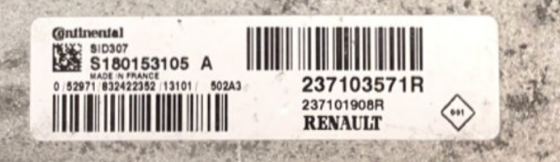 Continental Engine ECU, Renault, SID 307, S180153105A, S180153105 A, 237103571R, 237101908R