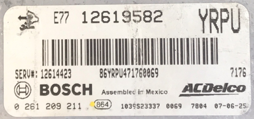 Bosch Engine ECU, ACDelco, 0261209211, 0 261 209 211, 12619582, YRPU, 1039S23337, 12614423