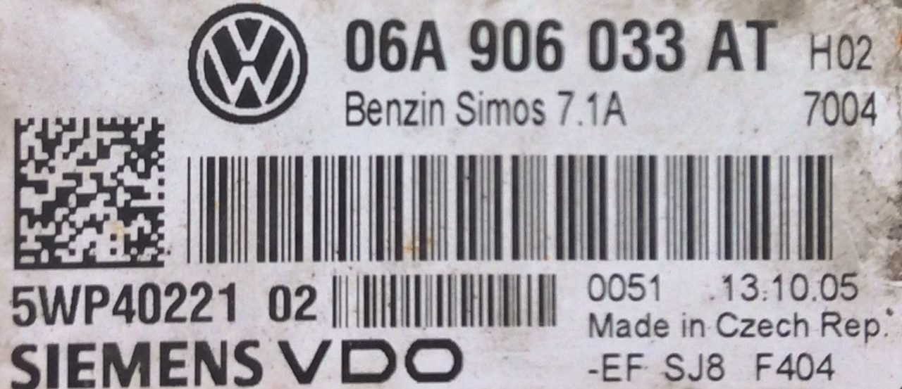 Plug & Play Engine ECU Siemens ,Simos 7.1A, 06A906033AT, 06A 906 033 AT, 5WP40221 02, VDO