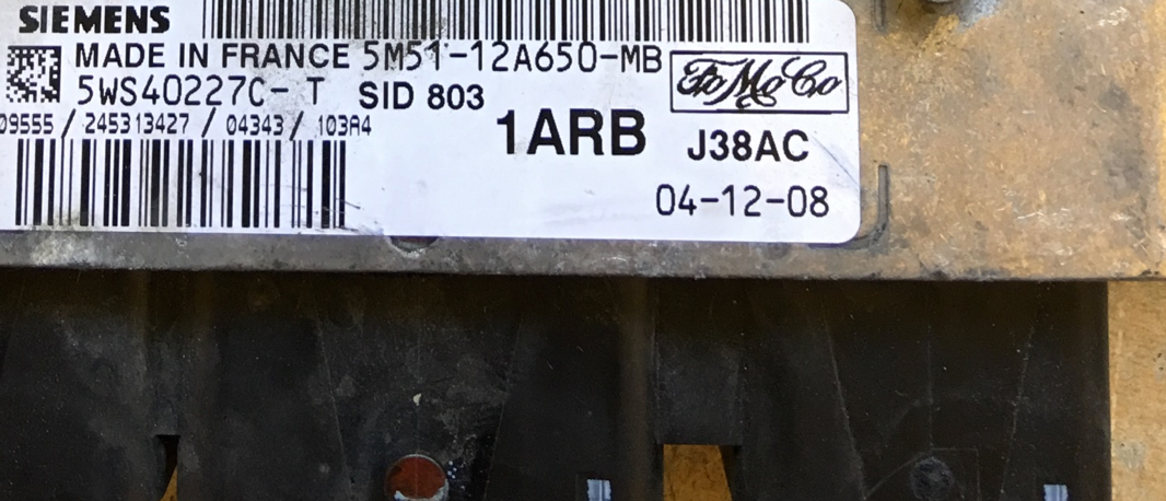 5M51-12A650-MB, 5WS40227C-T, 1ARB, J38AC, SID 803