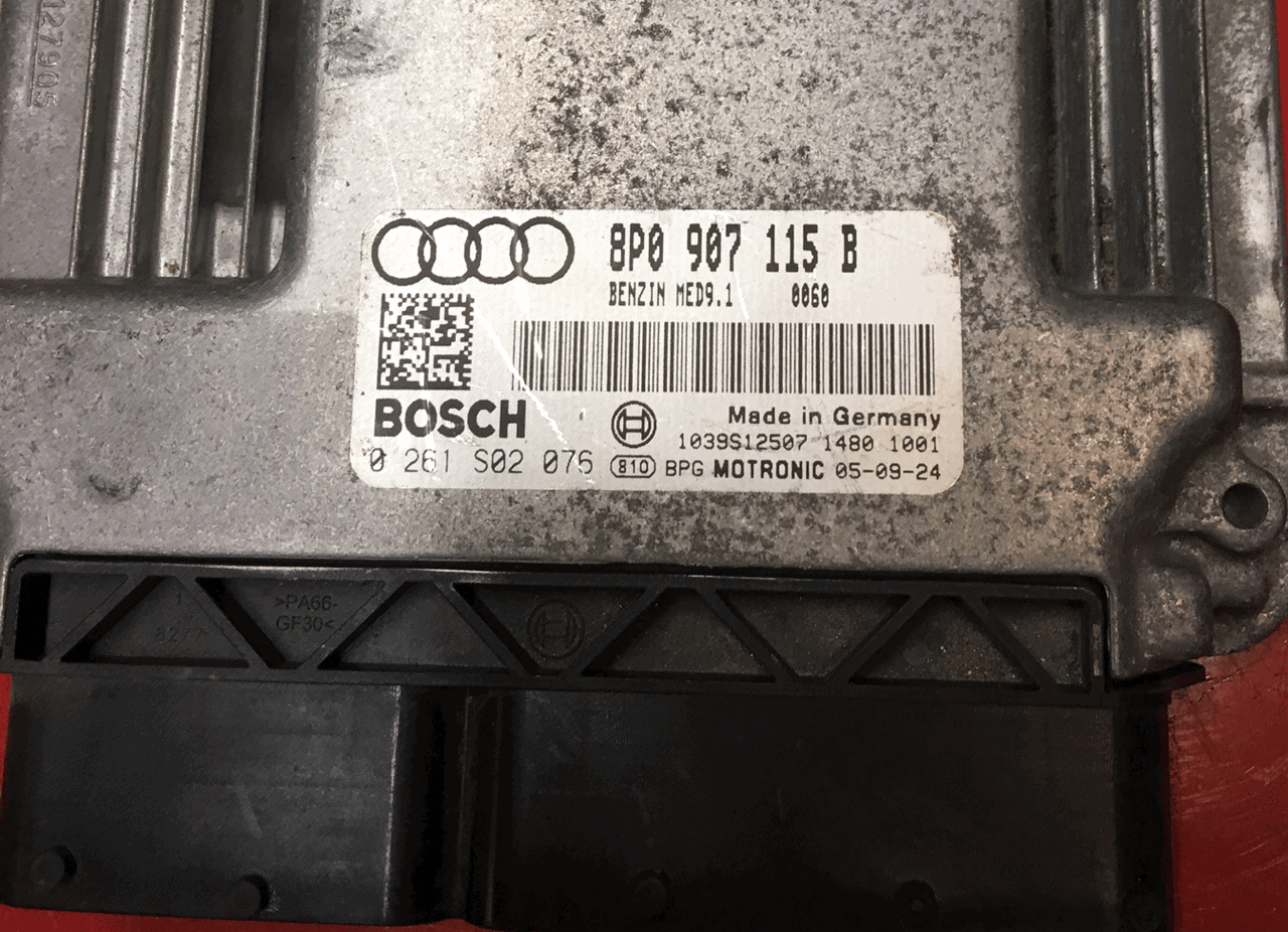 Bosch Engine ECU, 0261S02076, 0 261 S02 076, 8P0907115B , 8P0 907 115 B , MED9.1, 1039S12507