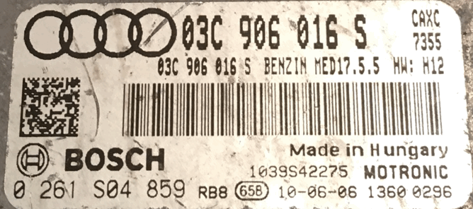 Audi A3 1.4, 0261S04859, 0 261 S04 859, 03C906016S, 03C 906 016 S, MED17.5.5, 1039S42275