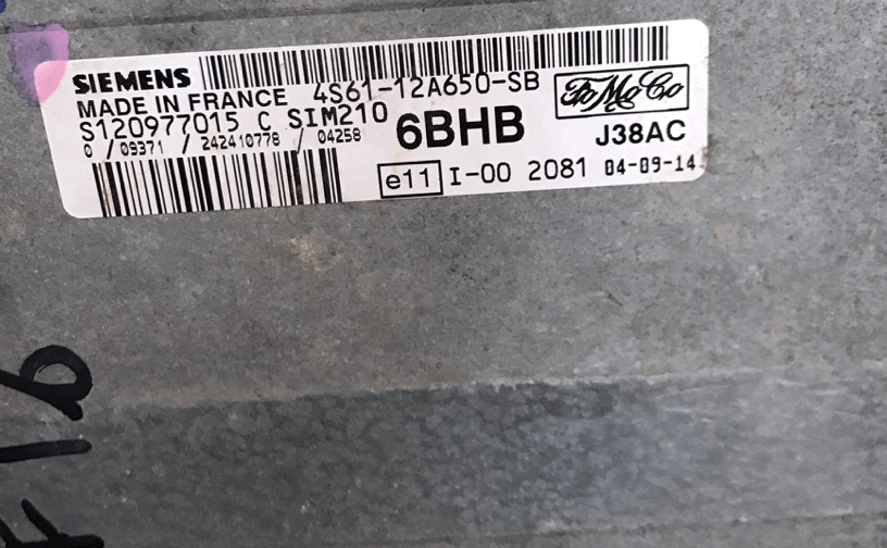 Ford Fiesta 1.25 MK6, 4S61-12A650-SB, S120977015 C, 6BHB, SIM210