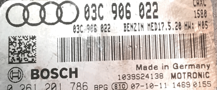 Audi A3 1.4 TFSI, 0261201786, 0 261 201 786, 03C906022, 03C 906 022, 1039S24168, MED17.5.20