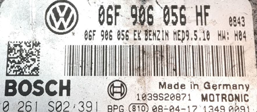 Skoda Octavia 2.0 FSI, 0261S02391, 0 261 S02 391, 06F906056HF, 06F 906 056 HF, 06F906056EK, 06F 906 056 EK, MED9.5.10