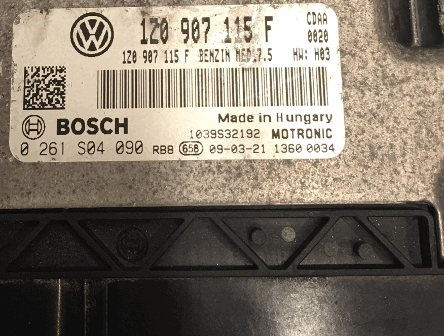 Skoda Octavia 1.8 TSI, 0261S04090, 0 261 S04 090, 1Z0907115F, 1Z0 907 115 F, MED17.5, 1039S32192