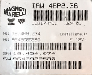 IAW 48P2.36, HW 16.469.034, HW9642606280, SW 16.454.074, SW 9643922580