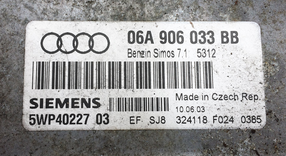 VW, Simos 7.1, 06A906033BB, 06A 906 033 BB, 5WP40227 03