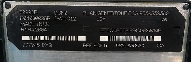 PSA, DCN2, DWLC12, R04080036B, 9650359580, 9651850580