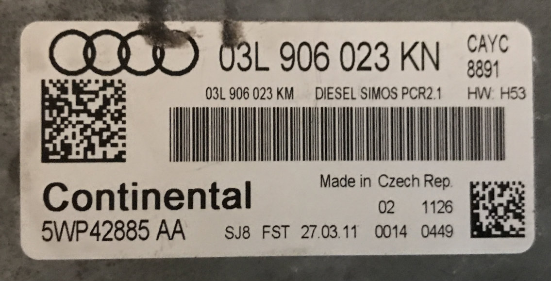 Audi A1 1.6 TDi, 03L906023KN, 03L 906 023 KN, 5WP42885AA, 5WP42885 AA, DIESEL SIMOS PCR2.1