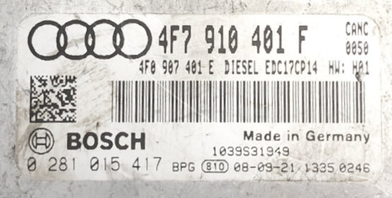 Audi, 0281015417, 0 281 015 417, 4F7910401F, 4F7 910 401 F, EDC17CP14