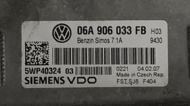 VW, Simos 7.1A, 06A906033FB, 06A 906 033 FB, 5WP4032403, 5WP40324 03