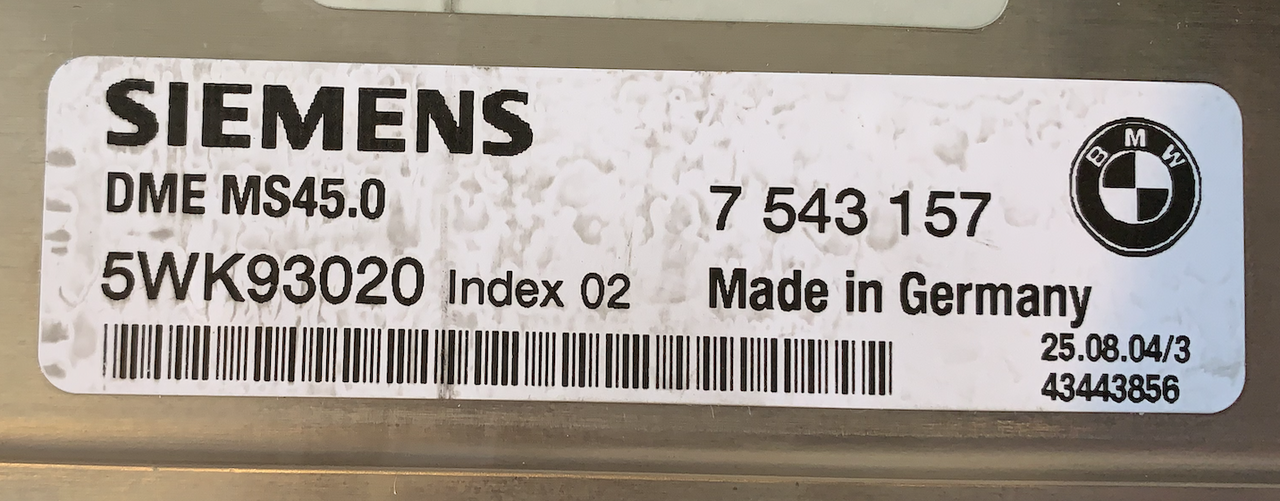 5WK93020, 7543157, 7 543 157, Index 02, DME MS45.0