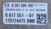 BMW 520i , 0261S09709, 0 261 S09 709, DME617551, DME 8 617 551