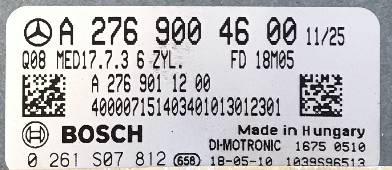 Bosch Engine ECU, Mercedes-Benz CLS 500 / CLS 63 / G 63 AMG / GL 500 / GL 63 AMG , 0261S07812, 0 261 S07 812, A2769004600, A 276 900 46 00