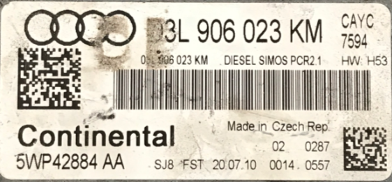 03L906023KM, 03L 906 023 KM, 5WP42884AA, 5WP42884 AA, DIESEL SIMOS PCR2.1