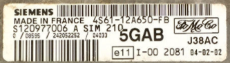 Ford Engine ECU Siemens, S120977006 A, 4S61-12A650-FB, 5GAB SIM210