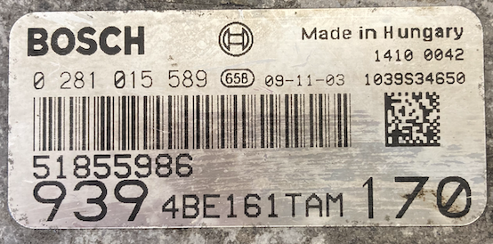 Bosch Engine ECU, Alfa Romeo , 0281015589, 0 281 015 589, 51855986, 1039S34650