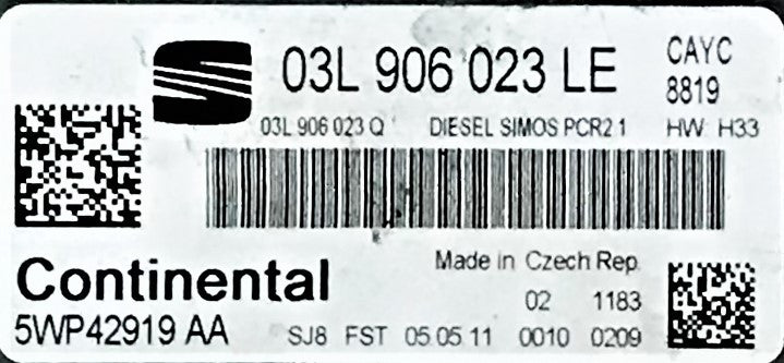 Seat, 03L906023LE, 03L 906 023 LE, 03L906023Q, 03L 906 023 Q, 5WP42919AA, 5WP42919 AA, DIESEL SIMOS PCR2.1