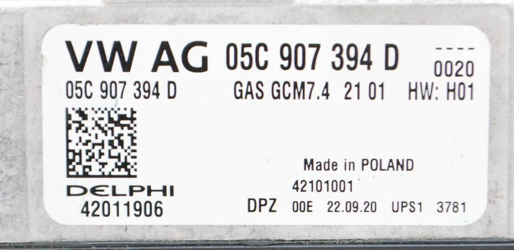 Plug & Play Delphi Engine ECU, VW Audi, 05C907394D, 05C 907 394 D, 42011906, 42101001, GCM7.4