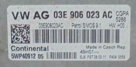 03E906023AC, 03E 906 023 AC, 5WP4091205, 5WP40912 05, SIMOS 9.1