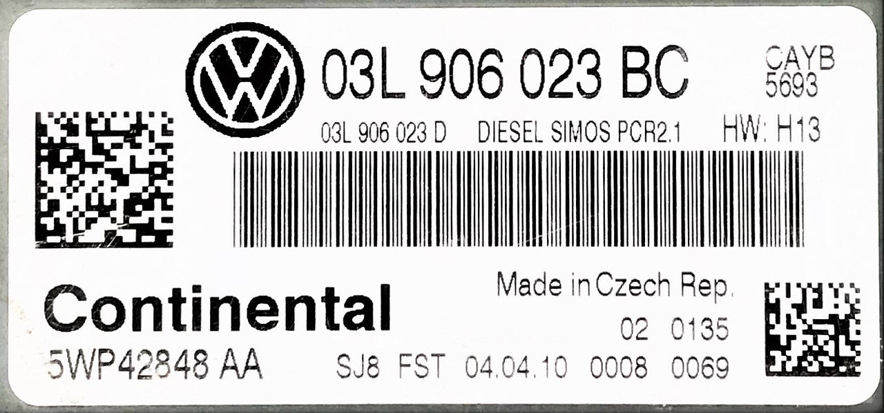 Continental Engine ECU, VW, 03L906023BC, 03L 906 023 BC, 03L906023D, 03L 906 023D, 5WP42848AA, 5WP42848 AA, DIESEL SIMOS PCR 2.1