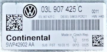 VW, 03L907425C, 03L 907 425 C, 5WP42902AA, 5WP42902 AA, DIESEL SIMOS PCR2.1
