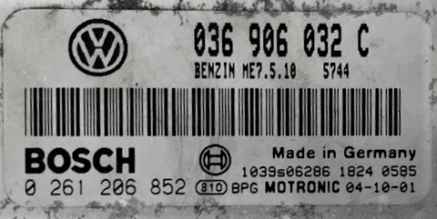 VW Beetle 1.4, 0261206852, 0 261 206 852, 036906032C, 036 906 032 C, ME7.5.10