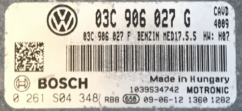 VW Eos, Golf Plus, Golf V, Golf VI, Jetta, Scirocco 1.4 TSI, 0261S04348, 0 261 S04 348, 03C906027G, 03C 906 027 G, 1039S34742, MED17.5.5