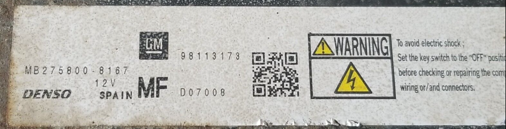 Vauxhall Corsa, Astra-Zafira 1.7 DTJ, MB2758008167, MB275800-8167, 98113173, MF