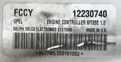 Vauxhall Opel 1.6L Engine ECU, 12230740, FCCY, MT35E