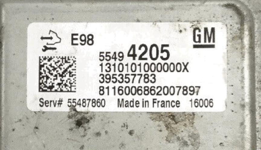 Vauxhall, Opel, 55494205, 1310101000000X, 395357783, 55487860, E98