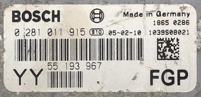 Vauxhall Vectra 1.9CDTi, 0281011915, 0 281 011 915, 55193967, 55 193 967, YY