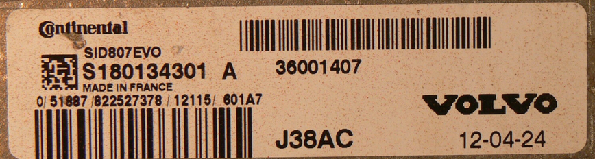 Volvo Diesel, SID807EVO, S180134301 A, S180134301A, 36001407, J38AC