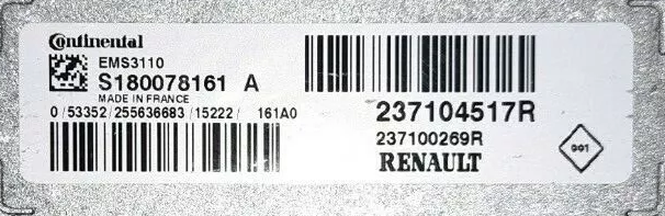 Plug & Play Continental Engine ECU, Renault, S180078161A, S180078161 A, 237104517R, 237100269R, EMS3110