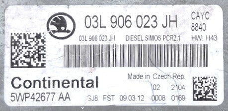 Skoda Superb 1.6D, 03L906023JH, 03L 906 023 JH, 5WP42677AA, 5WP42677 AA, DIESEL SIMOS PCR2.1