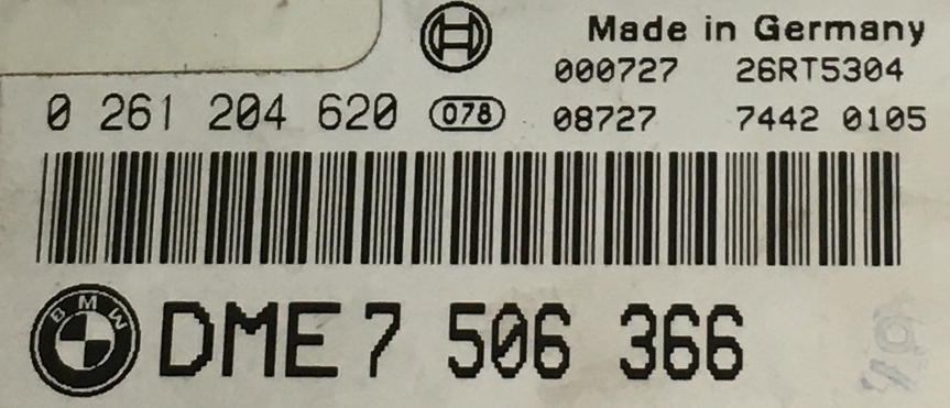 BMW, 0261204620, 0 261 204 620, DME7506366, DME 7 506 366