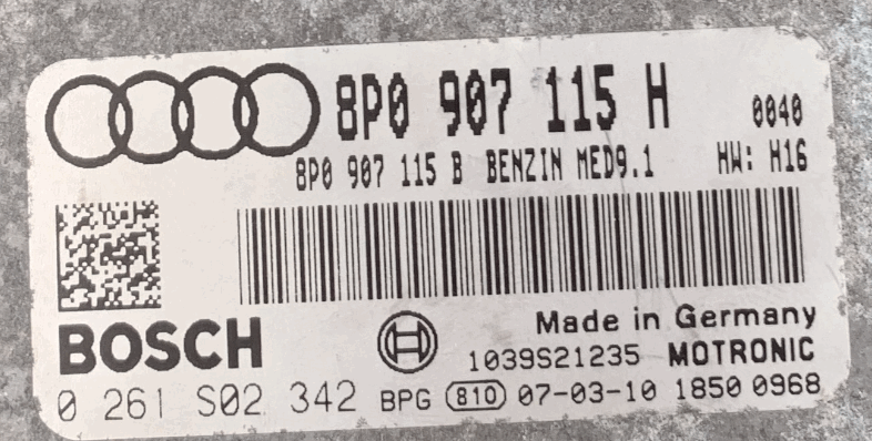 0261S02342, 0 261 S02 342, 8P0907115H , 8P0 907 115 H, 8P0907115B, 8P0 907 115 B, MED9.1