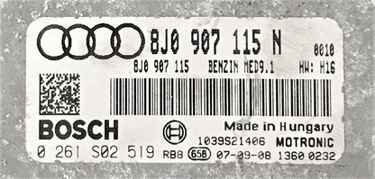 Audi TT 2.0 TFSI, 0261S02519, 0 261 S02 519, 8J0907115N, 8J0 907 115 N, 8J0907115, 8J0 907 115, MED9.1 
