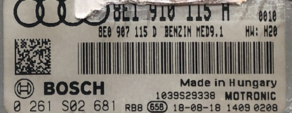 0261S02681, 0 261 S02 681, 8E1910115H , 8E1 910 115 H , 8E0 907 115 D, 8E0907115D, MED9.1