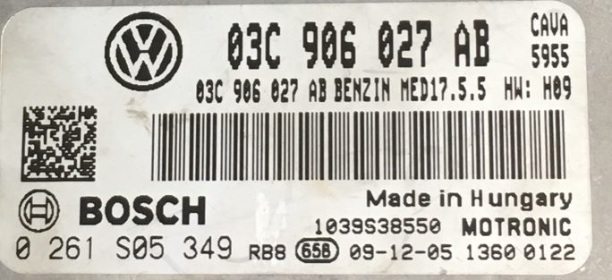 VW Tiguan 1.4 TSI,  0261S05349, 0 261 S05 349, 03C906027AB, 03C 906 027 AB, MED17.5.5