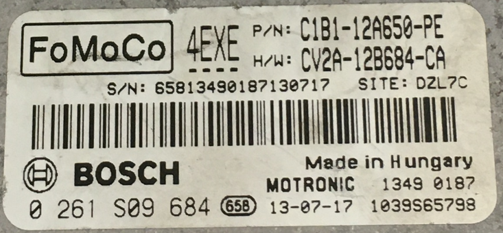 0261S09684, 0 261 S09 684, C1B1-12A650-PE, C1B112A650PE, CV2A-12B684-CA, CV2A12B684ACA, 4EXE