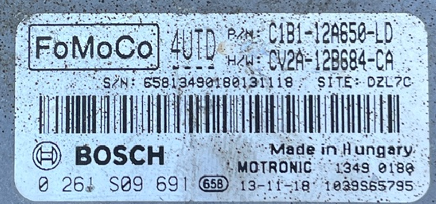 Plug & Play Bosch Engine ECU, Ford, 0261S09691, 0 261 S09 691, C1B1-12A650-LD, C1B112A650LD, CV2A-12B684-CA, CV2A12B684CA, 4UTD