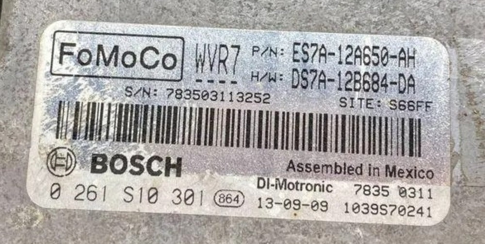 0261S10301 ES7A-12A650-AH DS7A-12B684-DA label