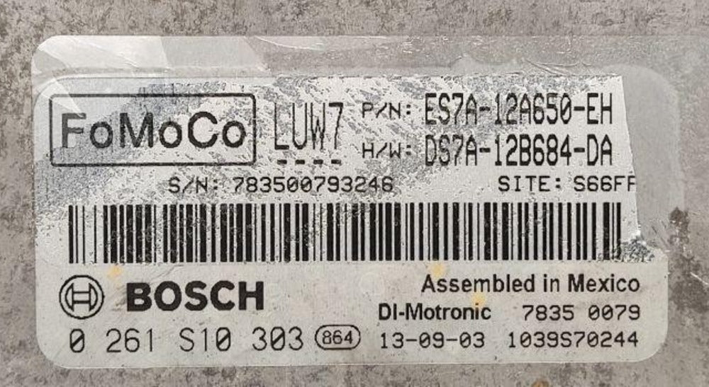 0261S10303 ES7A-12A650-EH DS7A-12B684-DA label