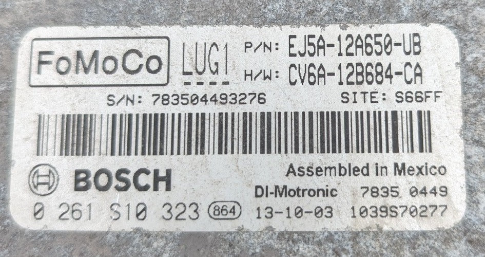 0261S10323 EJ5A-12A650-UB CV6A-12B684-CA label