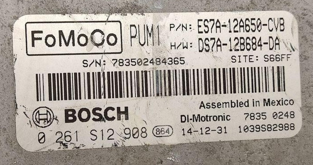 0261S12908 ES7A-12A650-CVB DS7A-12B684-DA label