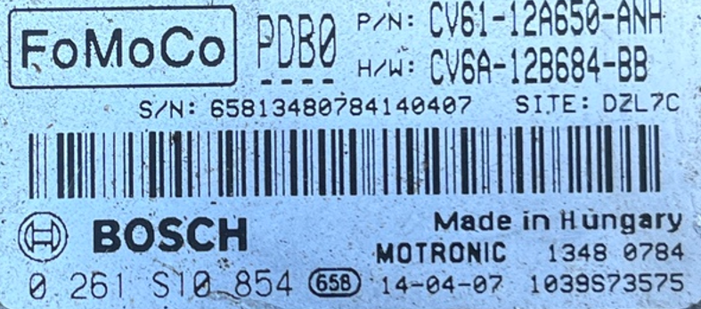Ford, 0261S10854, 0 261 S10 854, CV61-12A650-ANH, CV6112A650ANH, CV6A-12B684-BB, CV6A12B684BB, PDB0