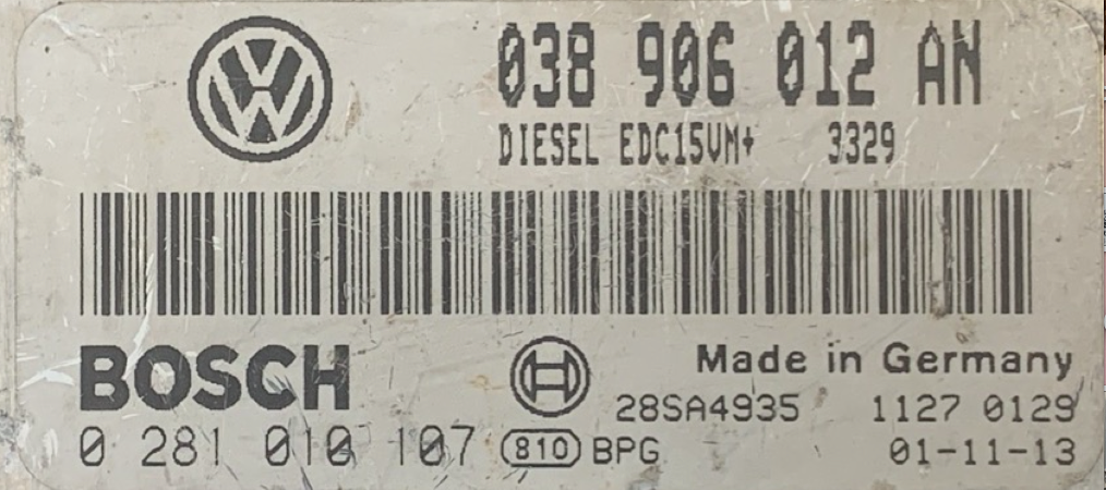 0281010107, 0 281 010 107, 038906012AN, 038 906 012 AN, EDC15VM+